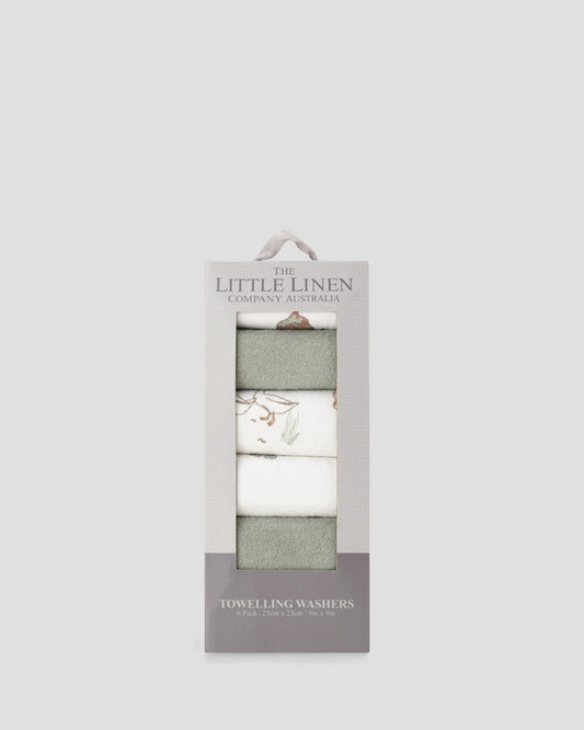 Baby Towelling Wash Cloths 6Pk - Farmyard Lamb