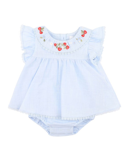 Poppy Emb Overlay Bodysuit - Bluebell
