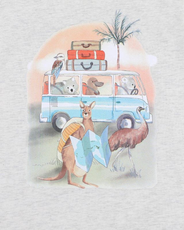 Ivan Camp Scene S/S Romper - Ice Grey Marl