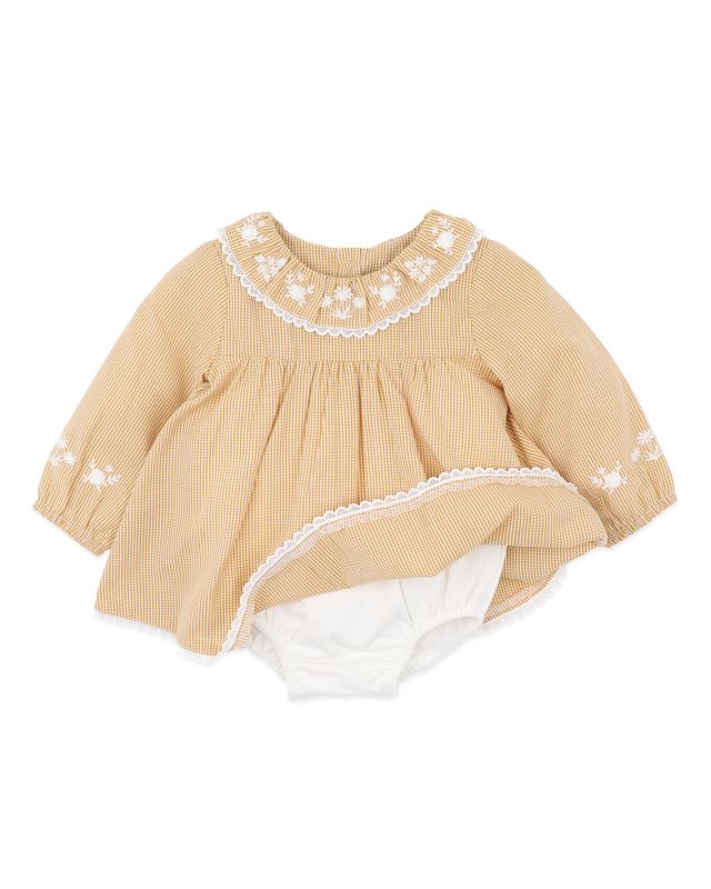 Winnie Gingham Overlay Dress - Mustard Check