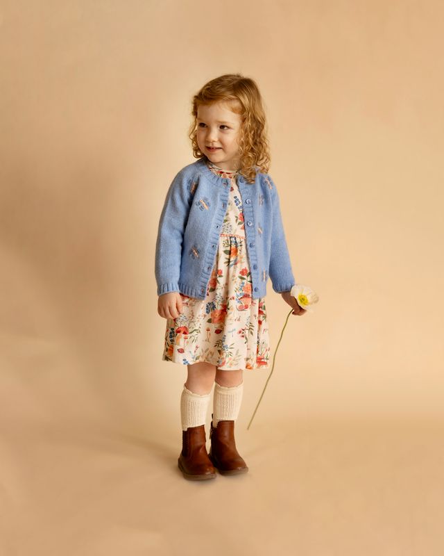 Hand Emb. Cardigan - Blue Marl