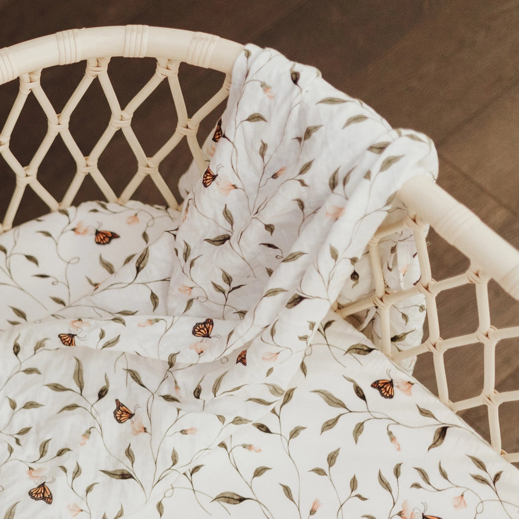 Fly Away, Butterfly Muslin Baby Swaddle