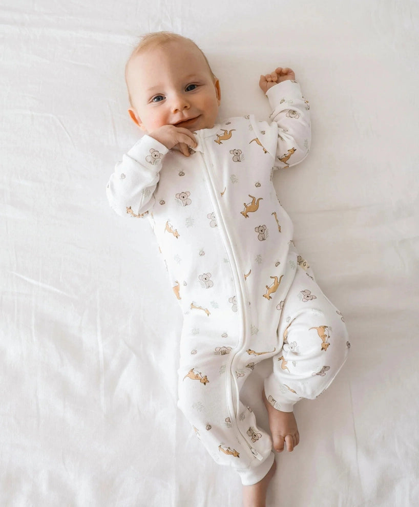 Organic Cotton Growsuit - Kangaroo & Koala