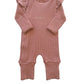 Frill Ribbed Jumpsuit - Blush