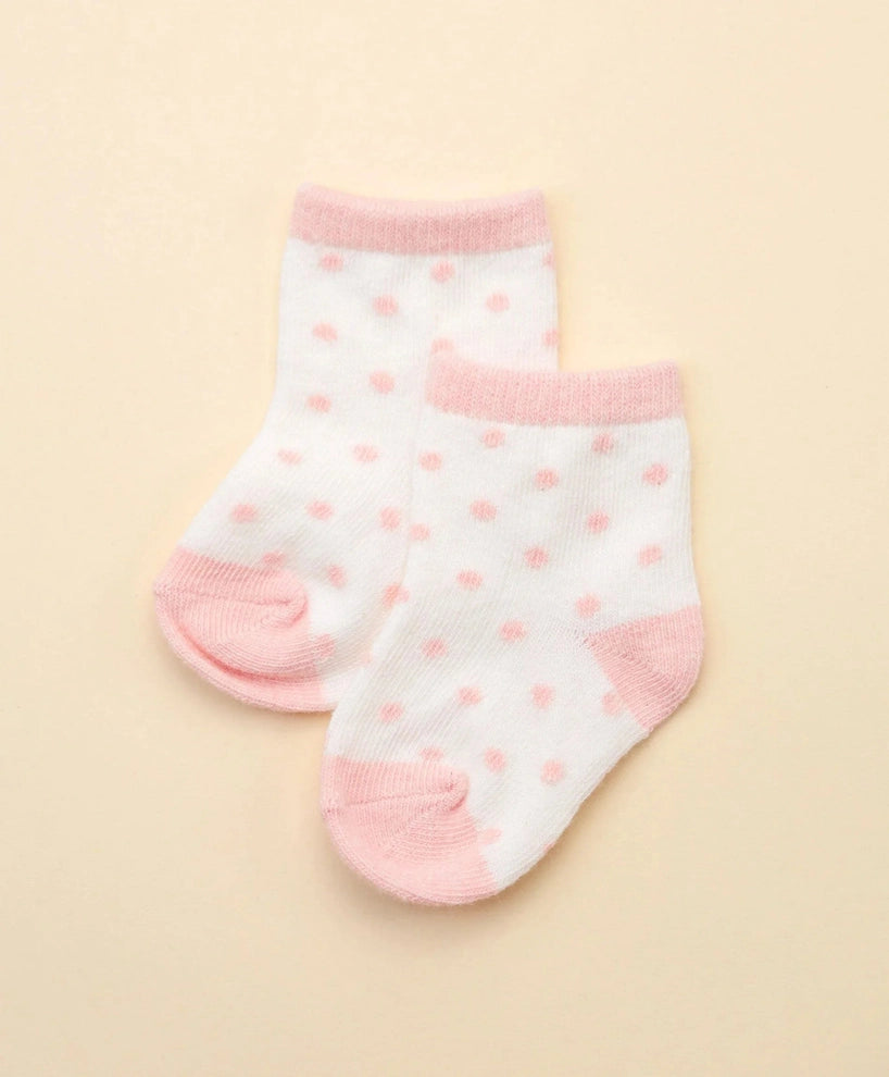 Organic Cotton Baby Socks - Pink Dots
