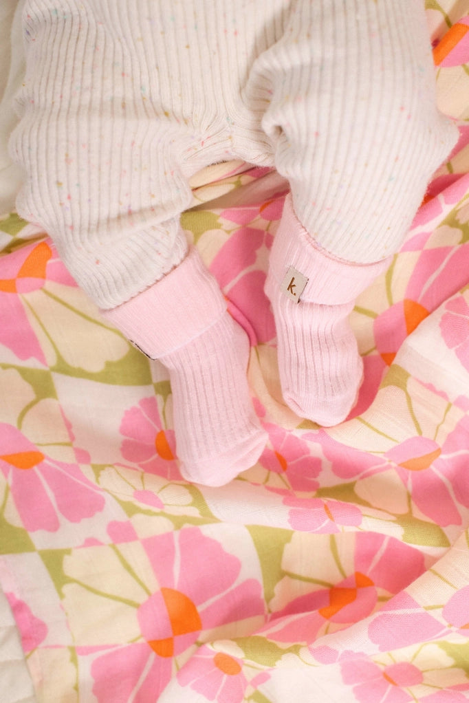 Cotton Ribbed Baby Socks 0-6M - Pink