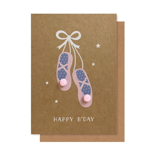 Ballet Shoes Pom Pom Card