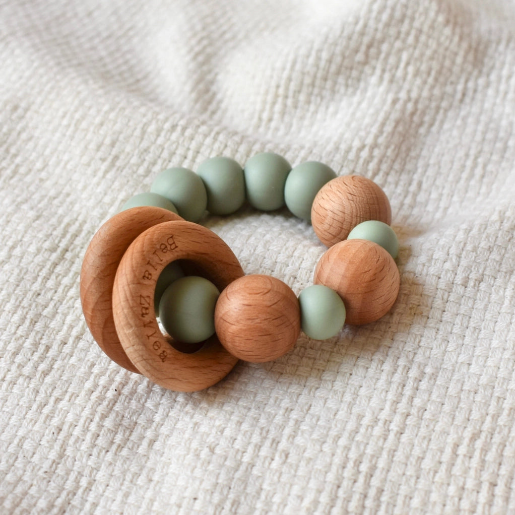 Ring Rattle Teether - Sage