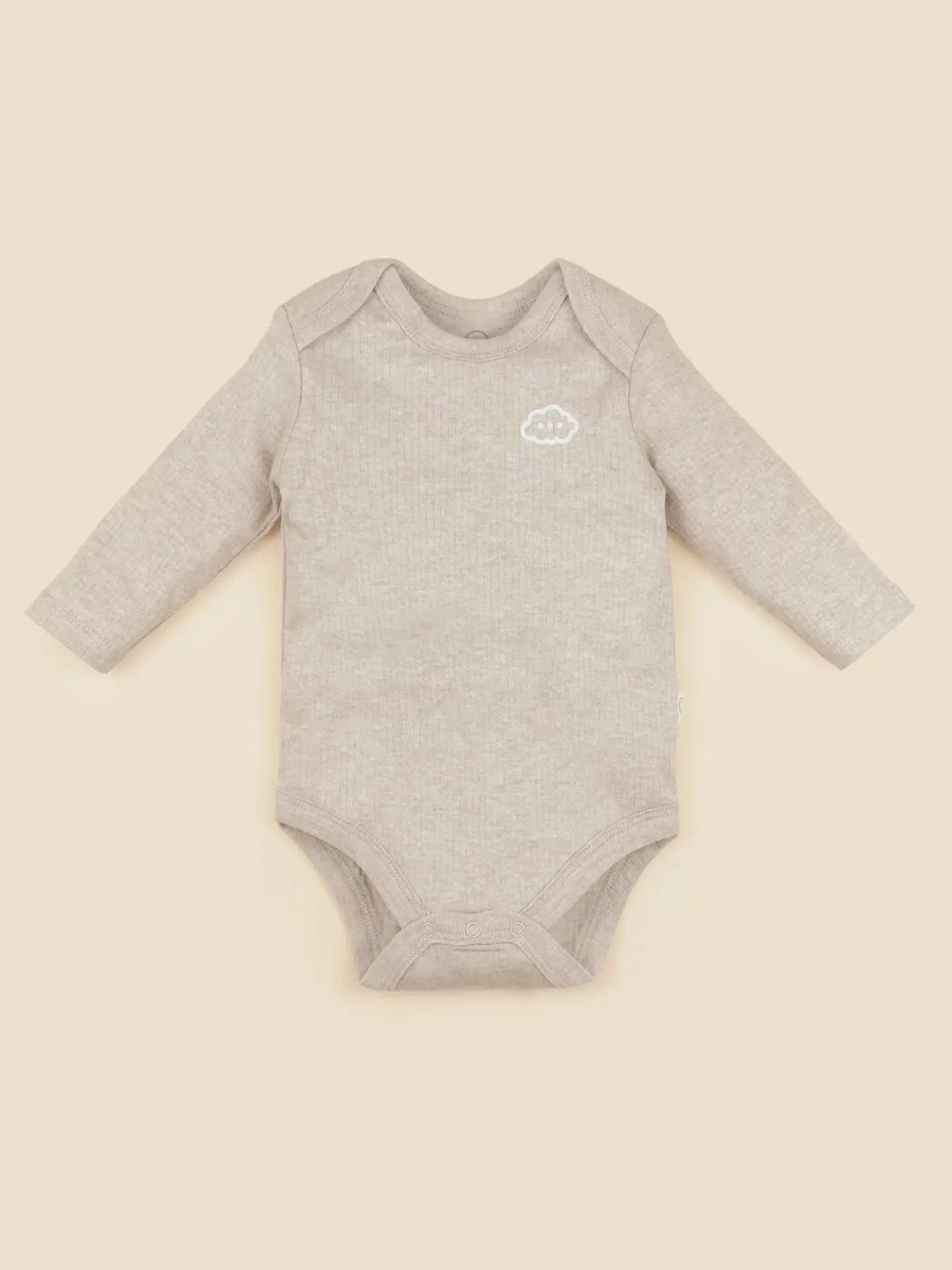 Organic Cotton Long Sleeve Bodysuit - Heather Oat