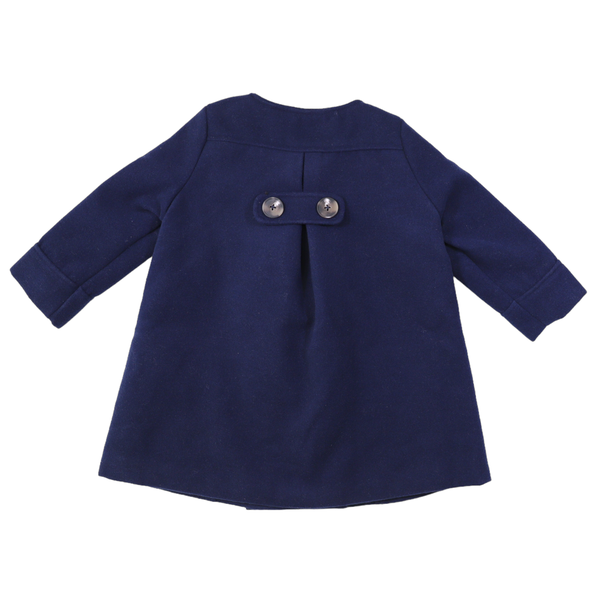 Double Breasted Satin Lined Overcoat - Navy