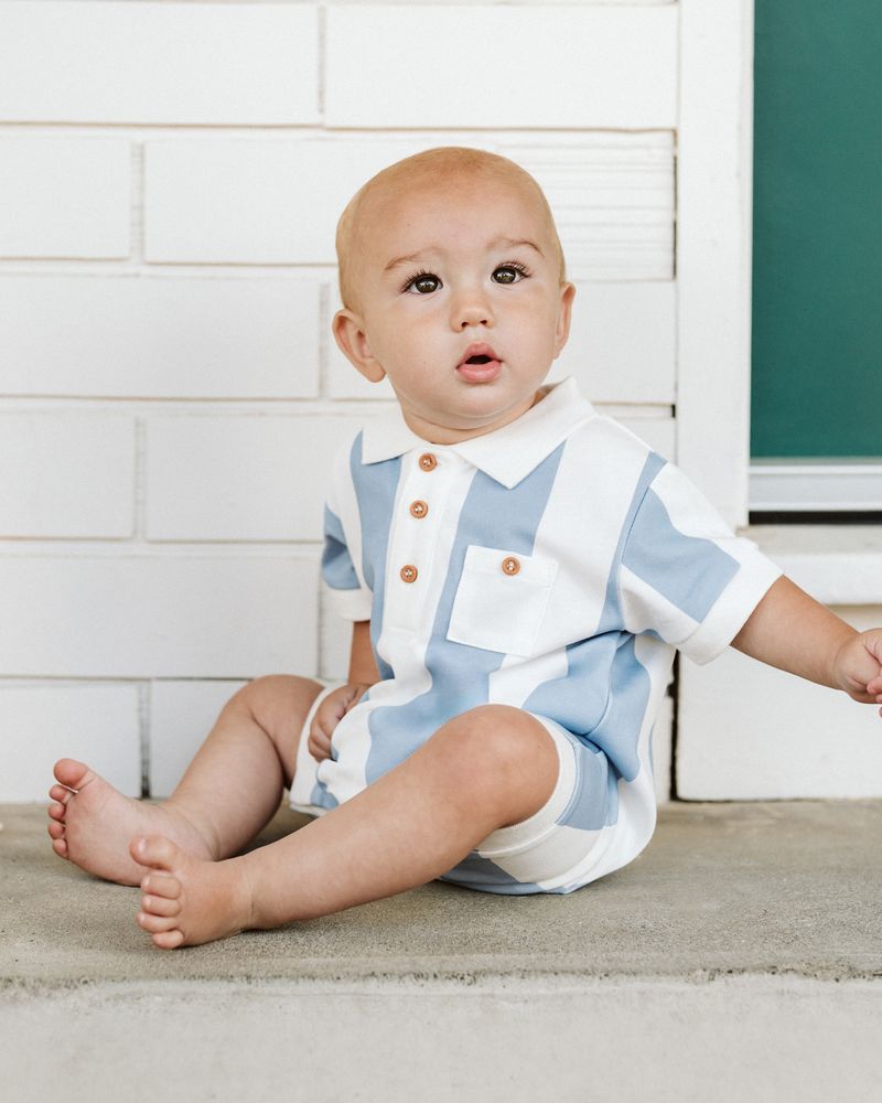 Max S/S Rugby Romper - Max Stripe