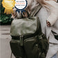 Signature Nappy Backpack - Olive Vegan Leather
