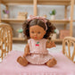 Dolls Vintage Pink & Ivory Frilled 3Pce  Set with Cherry  Embroidery - Fits 34-38cm