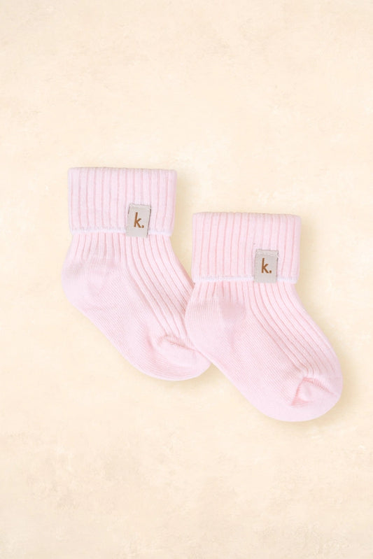 Cotton Ribbed Baby Socks 0-6M - Pink