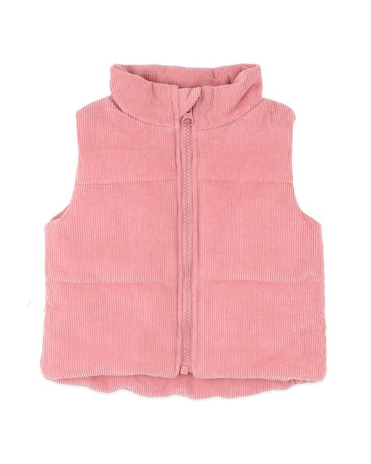 Quilted Zip Up Vest - Rose