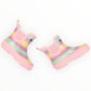 Glitter Rainbow Short Gumboot - Pink