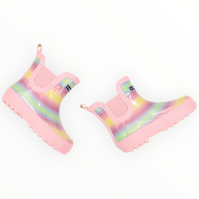 Glitter Rainbow Short Gumboot - Pink