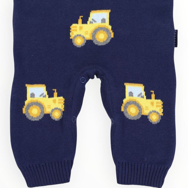 Tractor Knit Romper - Navy