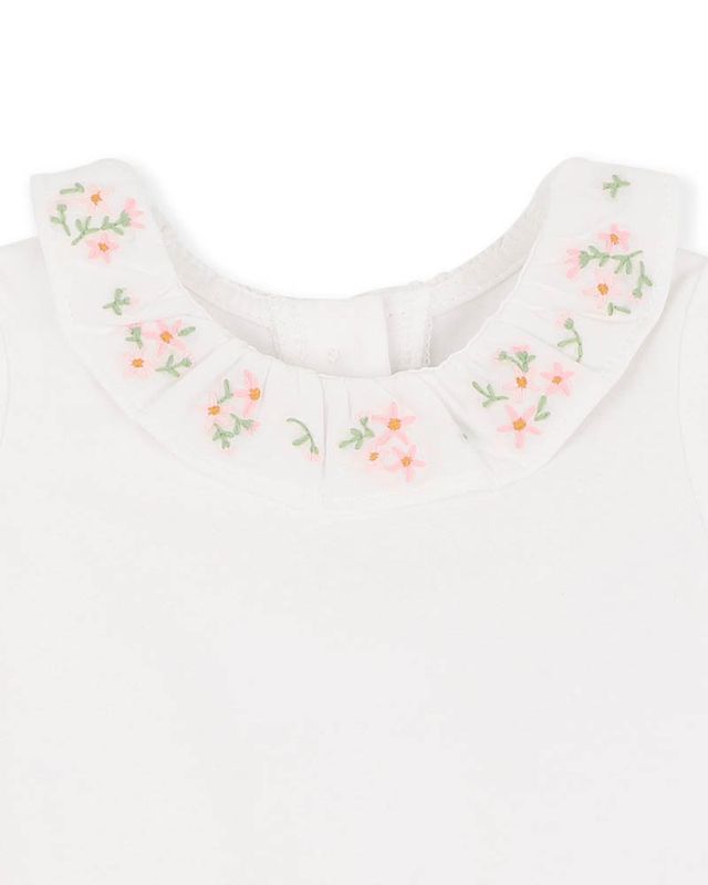 Tess Emb Collar Bodysuit  - Cloud