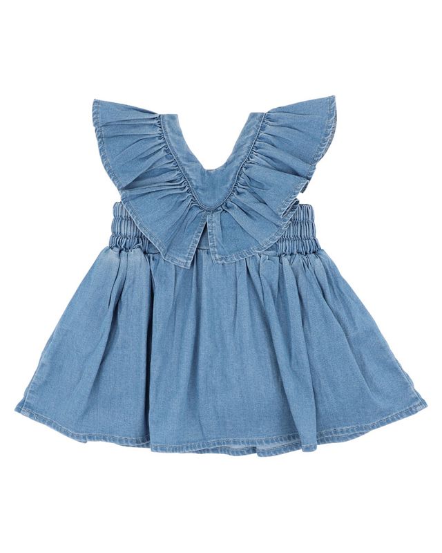 Grow Wild Embroidered Dress - Mid Indigo Blue