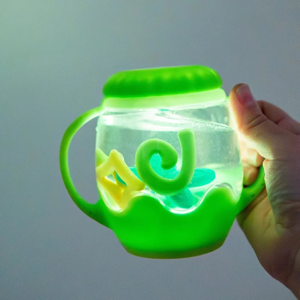 Mini Sensory Light Up Play Jar - lime Greewn