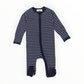 Striped Zip cotton Romper - Blue