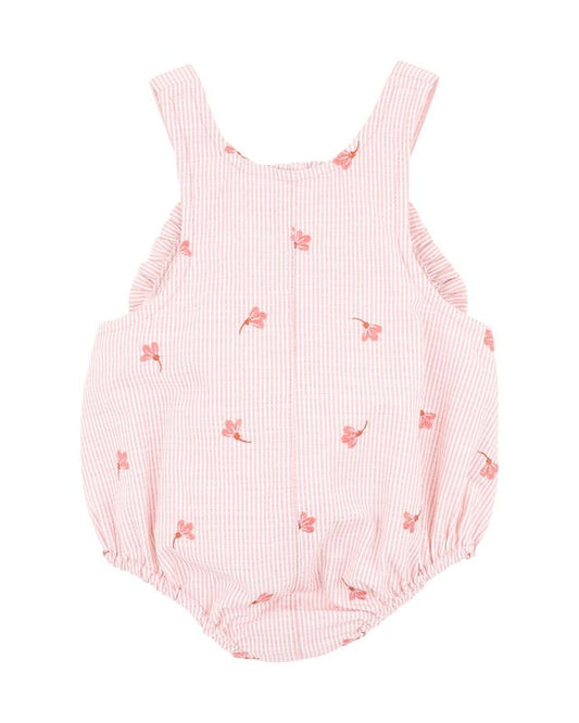 Embroidered Overall/Romper - Songbird Ditsy