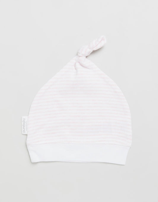 Knot Hat - Pale Pink Melange Stripe