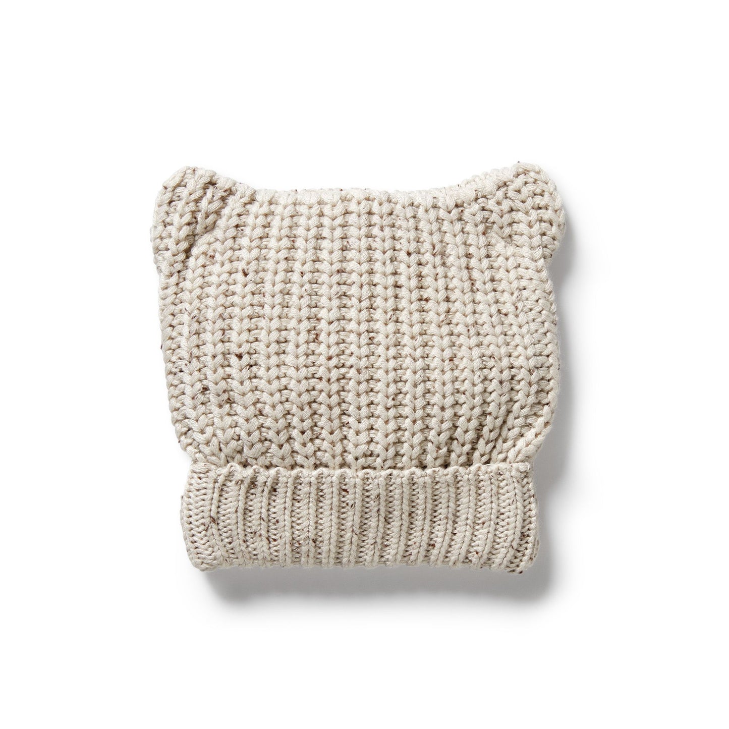 Organic Knitted Bear Hat - Coco Speckle
