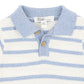 Brady Knitted Polo Romper - Blue Stripe