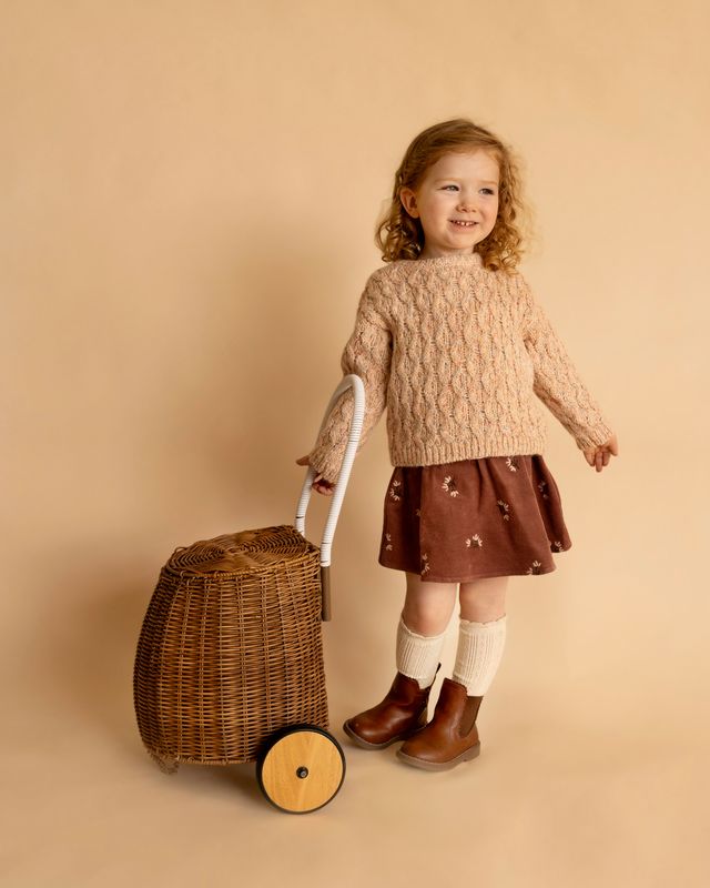 Embroidered Skirt w Shorts - Auburn Brown