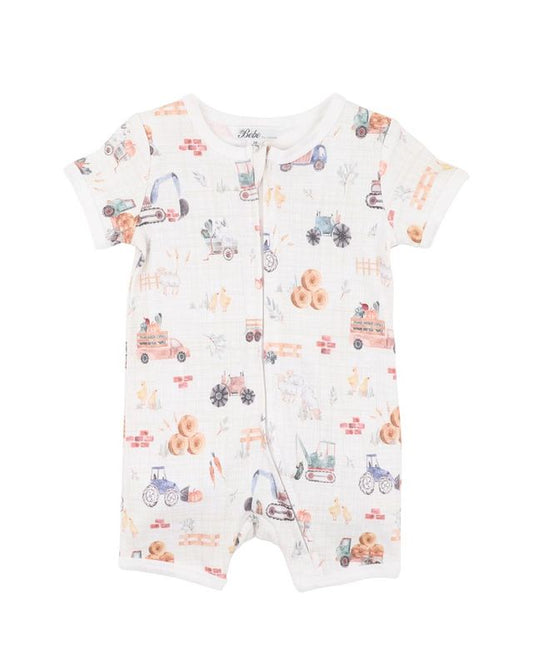 Clayton S/S Zipsuit - Clayton Print