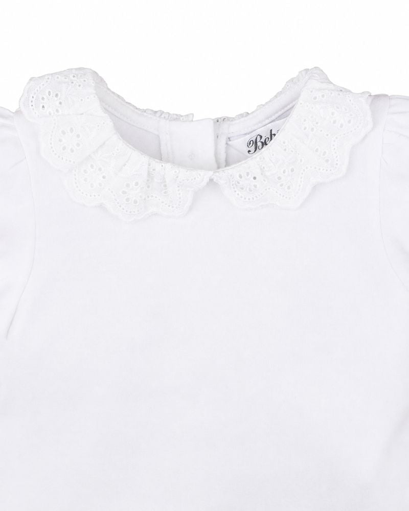 Girls Lace Collar S/S Bodysuit- Cloud