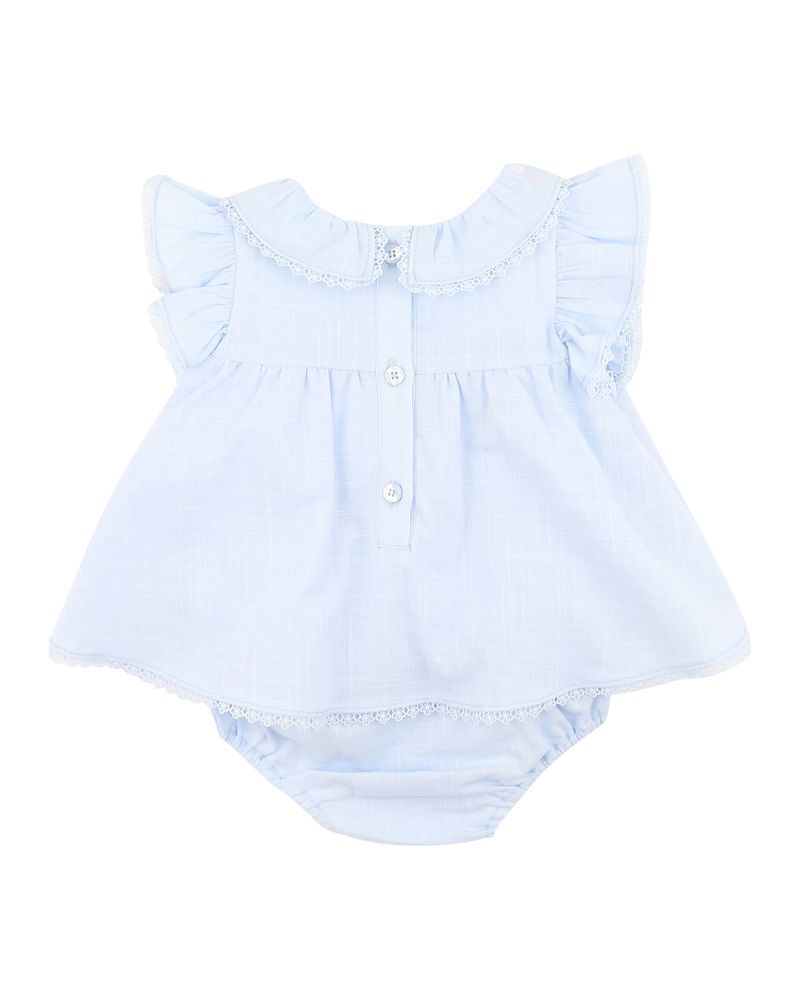 Poppy Emb Overlay Bodysuit - Bluebell