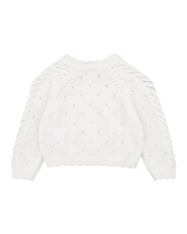 Girls Pointelle Cardigan - Cloud