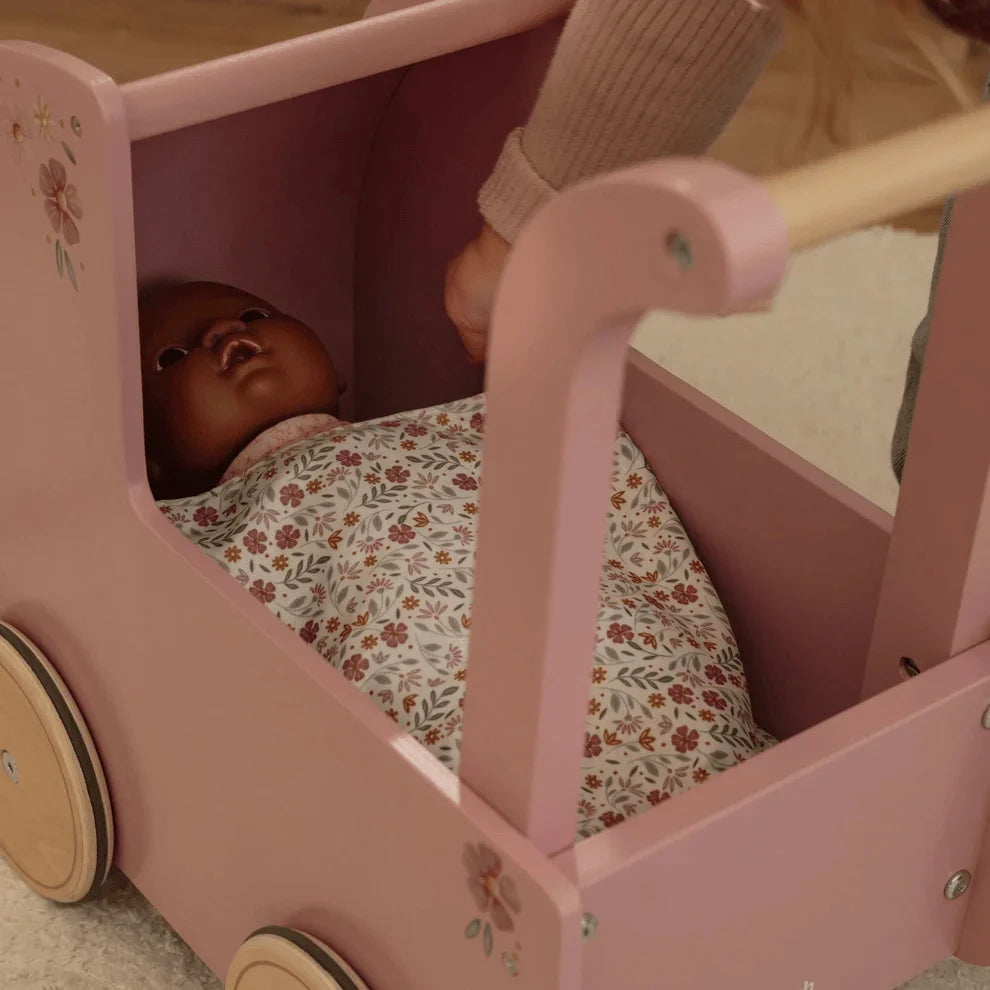 Little Dutch Doll Pram with Textiles - Pink