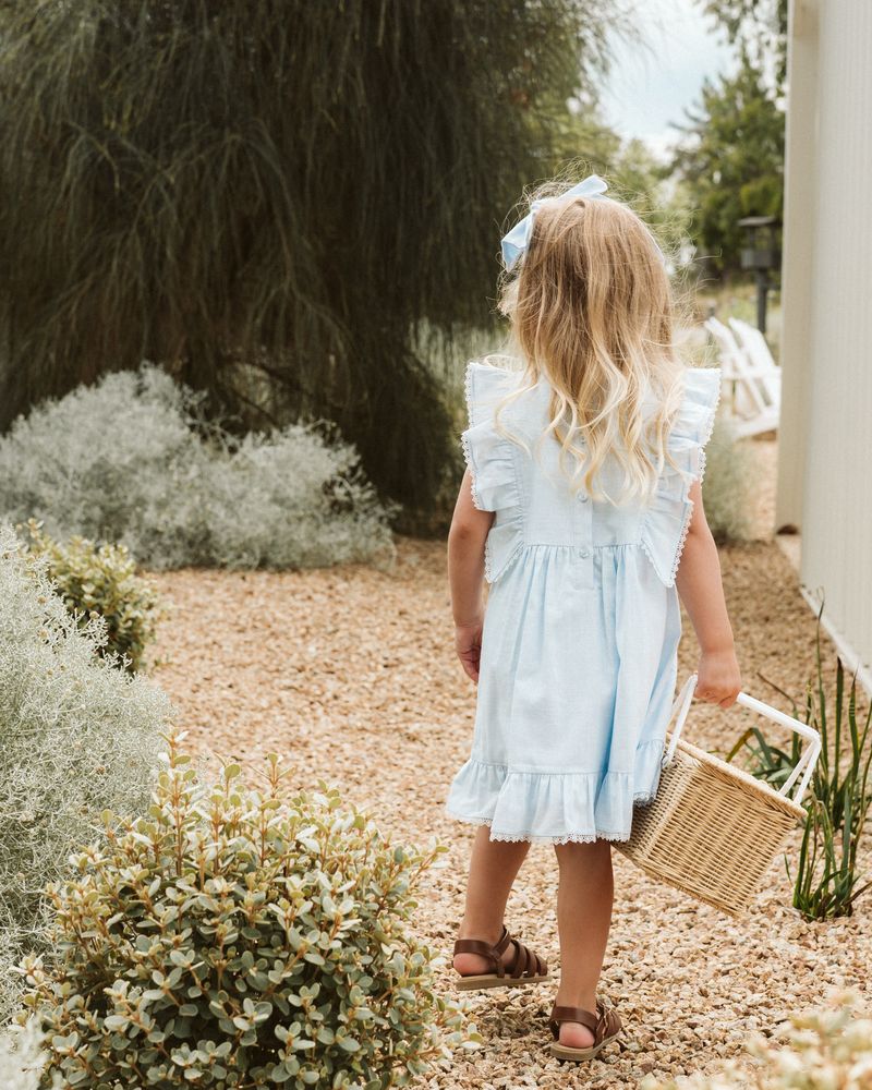 Poppy Emb Yoke Dress - Bluebell