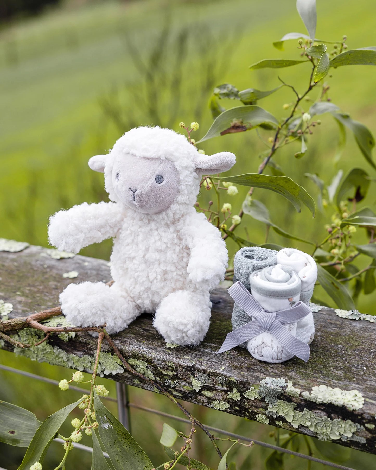 Soft Plush Toy & Face Washers - Farmyard Lamb