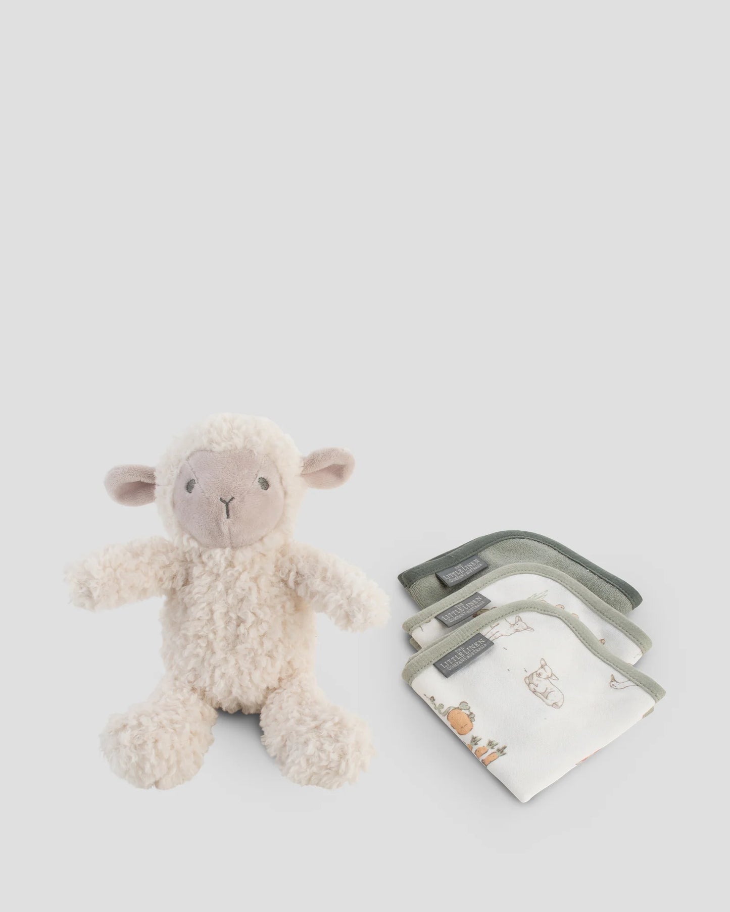 Soft Plush Toy & Face Washers - Farmyard Lamb