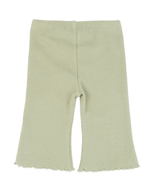 Flared Rib Leggings - Olive Green