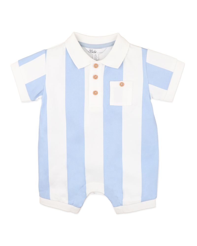 Max S/S Rugby Romper - Max Stripe