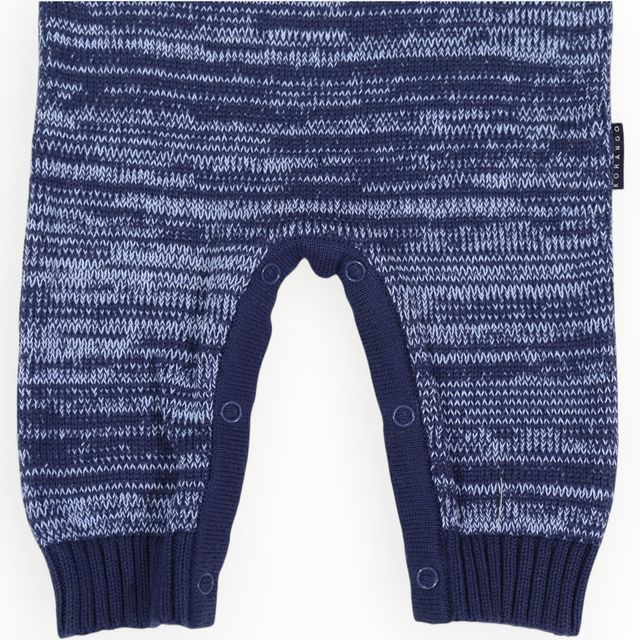 Bear Fleck Knit Romper - Blue