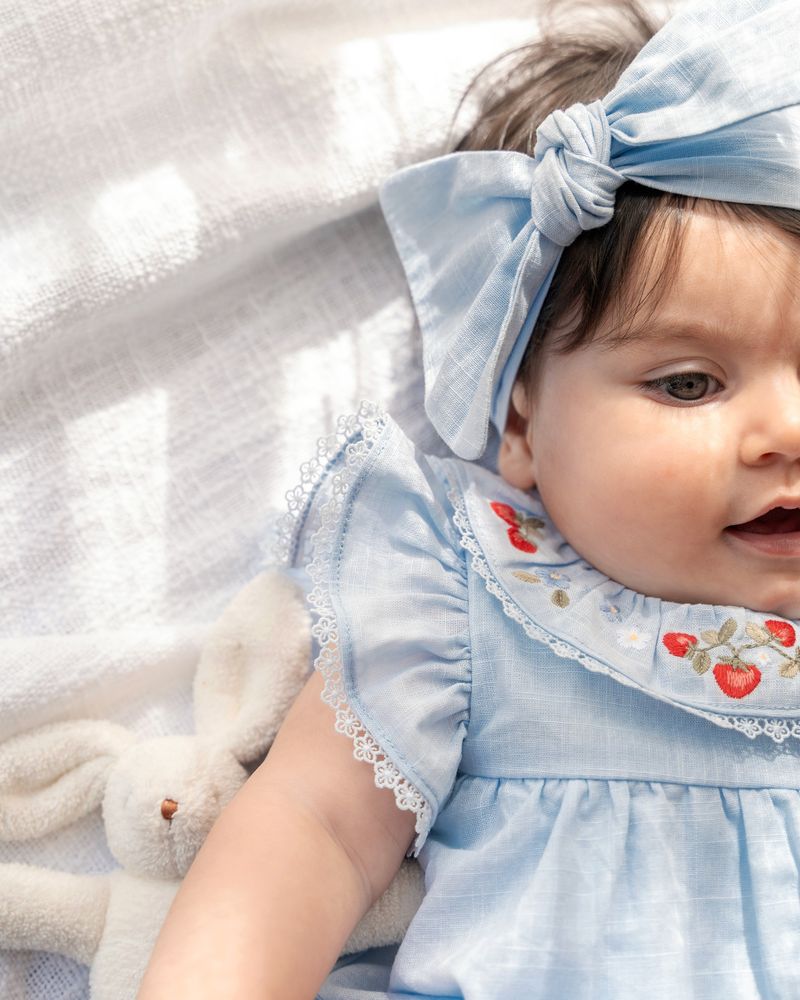 Poppy Emb Overlay Bodysuit - Bluebell