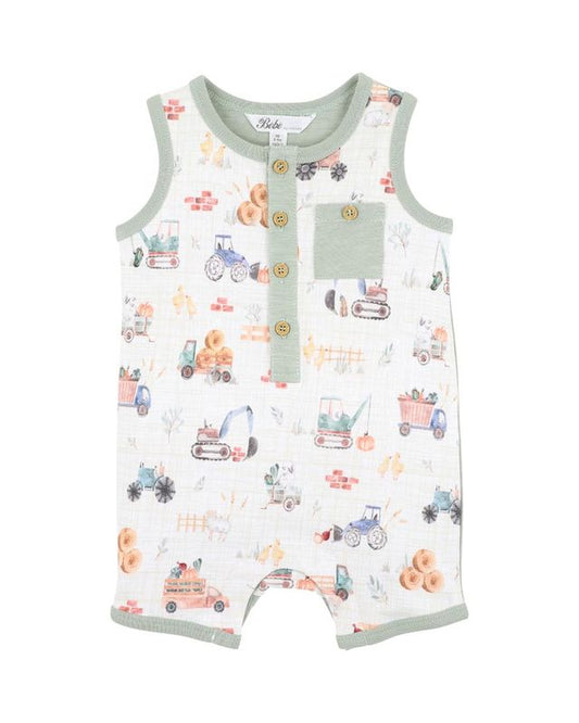 Clayton Sheep Romper - Clayton Print