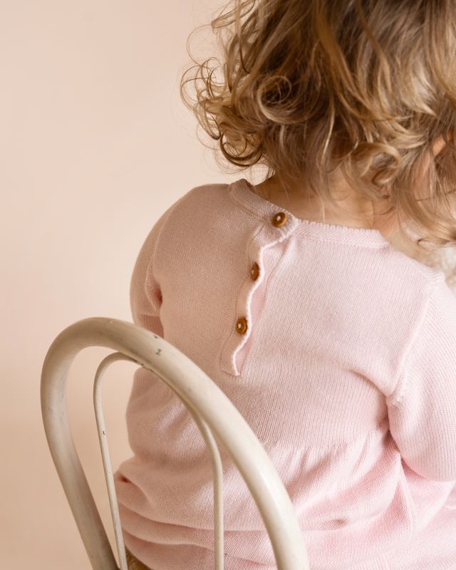 Charlie Hand Emb Knit  Dress - Pale Pink