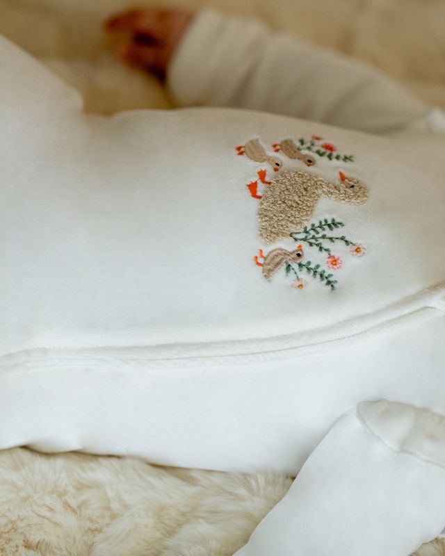 Emmy Velour Zip Onesie - Snow