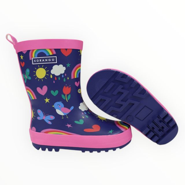 Spring Rainbow Gumboot - Navy