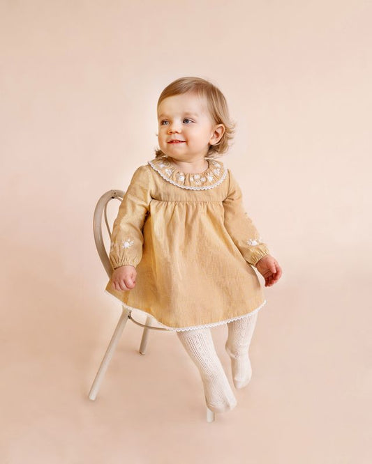 Winnie Gingham Overlay Dress - Mustard Check