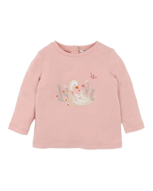 Emmy Ducks & Flowers L/S Tee - Dusty Rose