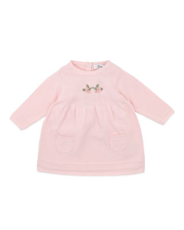 Charlie Hand Emb Knit  Dress - Pale Pink